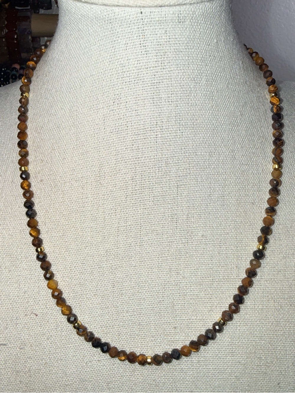 4mm Faceted Tiger’s Eye & Hematite Necklace
